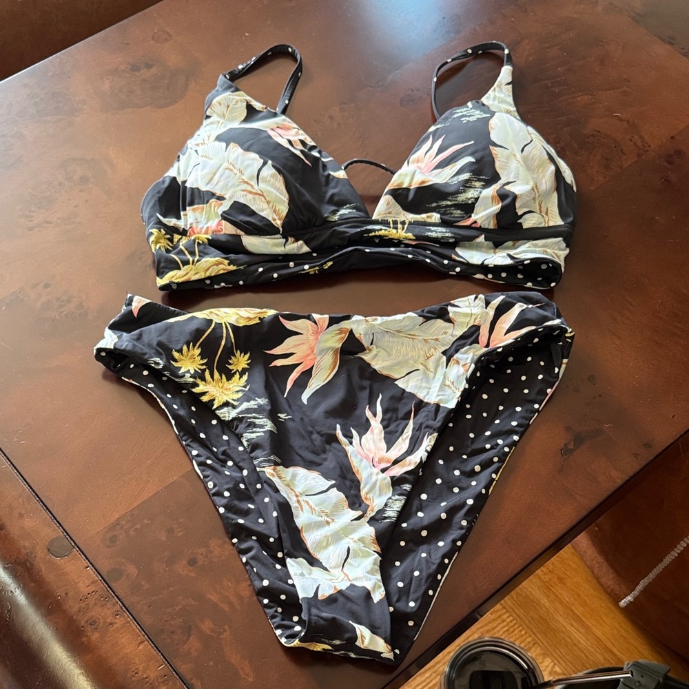 Reversible Floral and Polka Dot Bikini